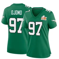 Women's Moro Ojomo Philadelphia Eagles No.97 Game Kelly Alternate Super Bowl LIX Jersey - Green