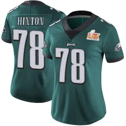 Women's Myles Hinton Philadelphia Eagles No.78 Limited Midnight Team Color Vapor Untouchable Super Bowl LIX Jersey - Green