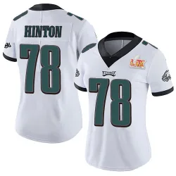 Women's Myles Hinton Philadelphia Eagles No.78 Limited Vapor Untouchable Super Bowl LIX Jersey - White