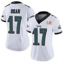 Women's Nakobe Dean Philadelphia Eagles No.17 Limited Vapor Untouchable Super Bowl LIX Jersey - White