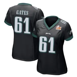 Women's Nick Gates Philadelphia Eagles No.61 Game Alternate Super Bowl LIX Jersey - Black