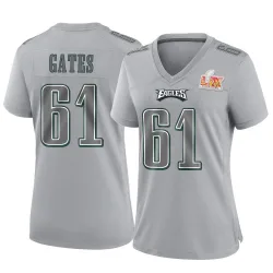 Women's Nick Gates Philadelphia Eagles No.61 Game Atmosphere Fashion Super Bowl LIX Jersey - Gray
