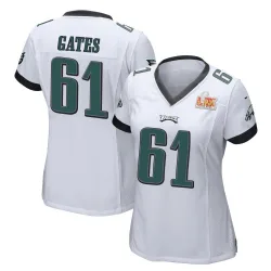 Women's Nick Gates Philadelphia Eagles No.61 Game Super Bowl LIX Jersey - White