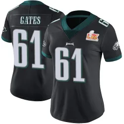 Women's Nick Gates Philadelphia Eagles No.61 Limited Alternate Vapor Untouchable Super Bowl LIX Jersey - Black