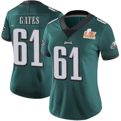 Women's Nick Gates Philadelphia Eagles No.61 Limited Midnight Team Color Vapor Untouchable Super Bowl LIX Jersey - Green