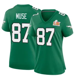 Women's Nick Muse Philadelphia Eagles No.87 Game Kelly Alternate Super Bowl LIX Jersey - Green
