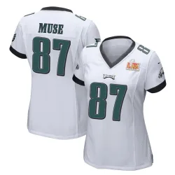 Women's Nick Muse Philadelphia Eagles No.87 Game Super Bowl LIX Jersey - White