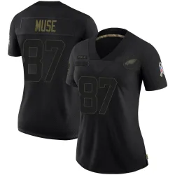Women's Nick Muse Philadelphia Eagles No.87 Limited 2020 Salute To Service Jersey - Black