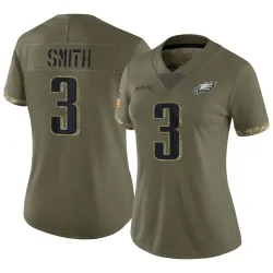 Women's Nolan Smith Jr. Philadelphia Eagles No.3 Limited 2022 Salute To Service Jersey - Olive
