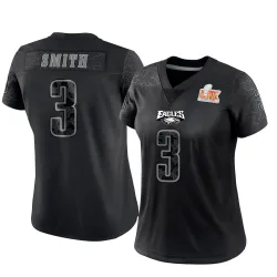 Women's Nolan Smith Jr. Philadelphia Eagles No.3 Limited Reflective Super Bowl LIX Jersey - Black