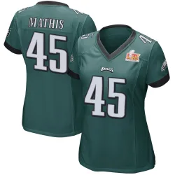 Women's Ochaun Mathis Philadelphia Eagles No.45 Game Team Color Super Bowl LIX Jersey - Green