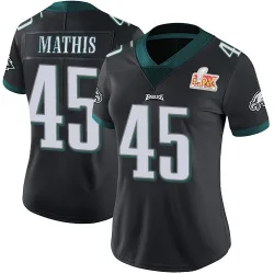 Women's Ochaun Mathis Philadelphia Eagles No.45 Limited Alternate Vapor Untouchable Super Bowl LIX Jersey - Black