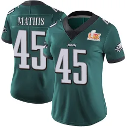 Women's Ochaun Mathis Philadelphia Eagles No.45 Limited Midnight Team Color Vapor Untouchable Super Bowl LIX Jersey - Green