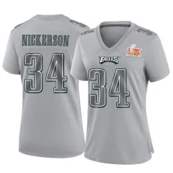 Women's Parry Nickerson Philadelphia Eagles No.34 Game Atmosphere Fashion Super Bowl LIX Jersey - Gray