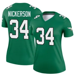 Women's Parry Nickerson Philadelphia Eagles No.34 Legend Kelly Alternate Jersey - Green