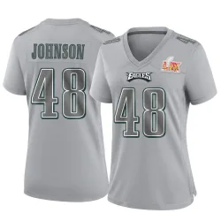 Women's Patrick Johnson Philadelphia Eagles No.48 Game Atmosphere Fashion Super Bowl LIX Jersey - Gray