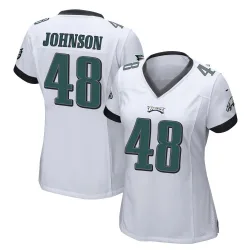 Women's Patrick Johnson Philadelphia Eagles No.48 Game Jersey - White