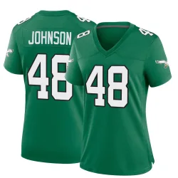 Women's Patrick Johnson Philadelphia Eagles No.48 Game Kelly Alternate Jersey - Green