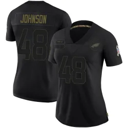 Women's Patrick Johnson Philadelphia Eagles No.48 Limited 2020 Salute To Service Jersey - Black