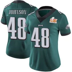 Women's Patrick Johnson Philadelphia Eagles No.48 Limited Midnight Team Color Vapor Untouchable Super Bowl LIX Jersey - Green