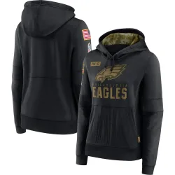 Women's Philadelphia Eagles No. 2020 Salute to Service Performance Pullover Hoodie - Black