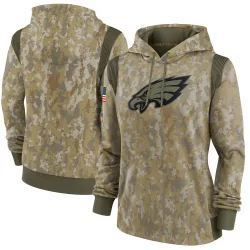 Women's Philadelphia Eagles No. 2021 Salute to Service Therma Performance Pullover Hoodie - Olive