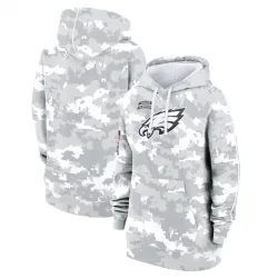 Women's Philadelphia Eagles No. 2024 Salute To Service Club Fleece Pullover Hoodie - Arctic Camo