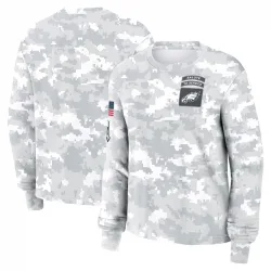 Women's Philadelphia Eagles No. 2024 Salute To Service Long Sleeve T-Shirt - Arctic Camo