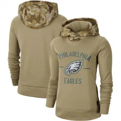 Women's Philadelphia Eagles No. Khaki 2019 Salute to Service Therma Pullover Hoodie