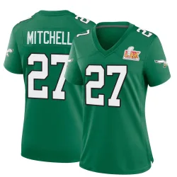 Women's Quinyon Mitchell Philadelphia Eagles No.27 Game Kelly Alternate Super Bowl LIX Jersey - Green