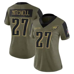 Women's Quinyon Mitchell Philadelphia Eagles No.27 Limited 2021 Salute To Service Jersey - Olive