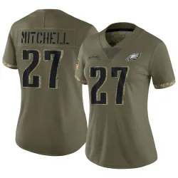 Women's Quinyon Mitchell Philadelphia Eagles No.27 Limited 2022 Salute To Service Jersey - Olive