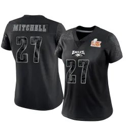 Women's Quinyon Mitchell Philadelphia Eagles No.27 Limited Reflective Super Bowl LIX Jersey - Black