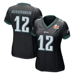 Women's Randall Cunningham Philadelphia Eagles No.12 Game Alternate Super Bowl LIX Jersey - Black