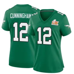 Women's Randall Cunningham Philadelphia Eagles No.12 Game Kelly Alternate Super Bowl LIX Jersey - Green