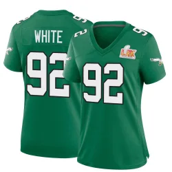 Women's Reggie White Philadelphia Eagles No.92 Game Kelly Alternate Super Bowl LIX Jersey - Green