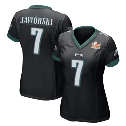 Women's Ron Jaworski Philadelphia Eagles No.7 Game Alternate Super Bowl LIX Jersey - Black