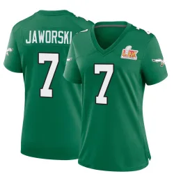 Women's Ron Jaworski Philadelphia Eagles No.7 Game Kelly Alternate Super Bowl LIX Jersey - Green