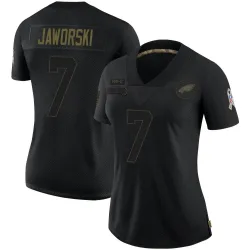 Women's Ron Jaworski Philadelphia Eagles No.7 Limited 2020 Salute To Service Jersey - Black