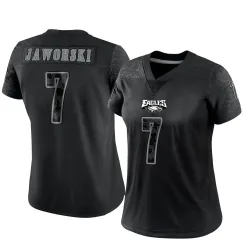 Women's Ron Jaworski Philadelphia Eagles No.7 Limited Reflective Jersey - Black