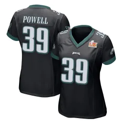 Women's ShunDerrick Powell Philadelphia Eagles No.39 Game Alternate Super Bowl LIX Jersey - Black