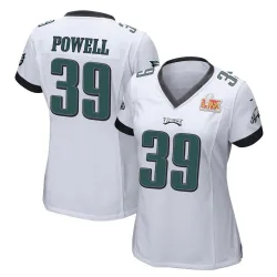 Women's ShunDerrick Powell Philadelphia Eagles No.39 Game Super Bowl LIX Jersey - White