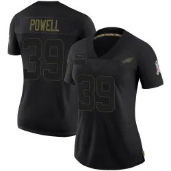 Women's ShunDerrick Powell Philadelphia Eagles No.39 Limited 2020 Salute To Service Jersey - Black