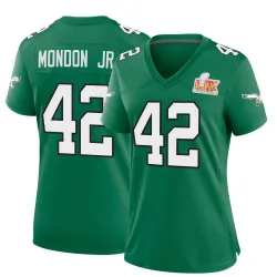 Women's Smael Mondon Jr. Philadelphia Eagles No.42 Game Kelly Alternate Super Bowl LIX Jersey - Green