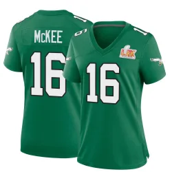 Women's Tanner McKee Philadelphia Eagles No.16 Game Kelly Alternate Super Bowl LIX Jersey - Green