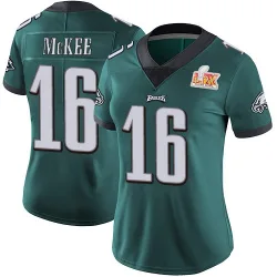 Women's Tanner McKee Philadelphia Eagles No.16 Limited Midnight Team Color Vapor Untouchable Super Bowl LIX Jersey - Green