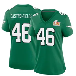 Women's Tariq Castro-Fields Philadelphia Eagles No.46 Game Kelly Alternate Super Bowl LIX Jersey - Green