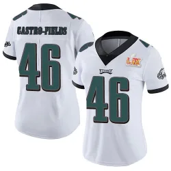 Women's Tariq Castro-Fields Philadelphia Eagles No.46 Limited Vapor Untouchable Super Bowl LIX Jersey - White