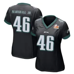 Women's Terrace Marshall Jr. Philadelphia Eagles No.46 Game Alternate Super Bowl LIX Jersey - Black
