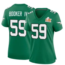 Women's Thomas Booker IV Philadelphia Eagles No.59 Game Kelly Alternate Super Bowl LIX Jersey - Green